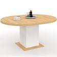 ID MARKET - Table à manger extensible ronde EDEN 4-8 personnes bois et blanc 120-160 cm - vignette