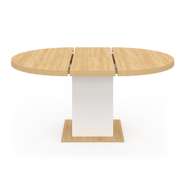 ID MARKET - Table à manger extensible ronde EDEN 4-8 personnes bois et blanc 120-160 cm - large