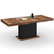 ID MARKET - Table à manger extensible rectangle EDEN 6-10 personnes plateau HAWKINS bois foncé et noir 160-200cm - vignette