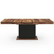 ID MARKET - Table à manger extensible rectangle EDEN 6-10 personnes plateau HAWKINS bois foncé et noir 160-200cm - vignette