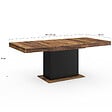 ID MARKET - Table à manger extensible rectangle EDEN 6-10 personnes plateau HAWKINS bois foncé et noir 160-200cm - vignette