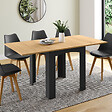 ID MARKET - Table à manger extensible rectangle DONA 4-8 personnes noire plateau façon hêtre 80-160 cm - vignette