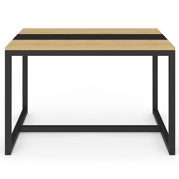ID MARKET - Table à manger rectangle DOVER 6 personnes bande centrale noire design industriel 120 cm - large