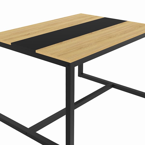ID MARKET - Table à manger rectangle DOVER 6 personnes bande centrale noire design industriel 120 cm - large