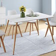 ID MARKET - Table à manger scandinave rectangle SARA 6 personnes blanche 120 cm - vignette