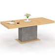 ID MARKET - Table à manger extensible rectangle EDEN 6-10 personnes bois et effet béton 160-200 cm - vignette