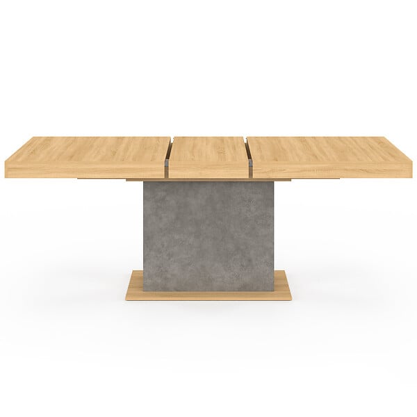 ID MARKET - Table à manger extensible rectangle EDEN 6-10 personnes bois et effet béton 160-200 cm - large