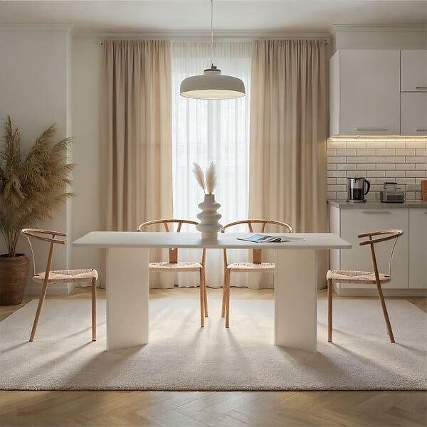 HABITAT ET JARDIN - Table à manger en bois "Linza" 180 x 90 x 75 cm - Blanc de bois - large