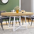 ID MARKET - Table à manger extensible ronde SELMA 4-8 personnes bois et blanc 110-150 cm - vignette
