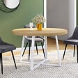 ID MARKET - Table à manger extensible ronde SELMA 4-8 personnes bois et blanc 110-150 cm - vignette
