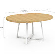 ID MARKET - Table à manger extensible ronde SELMA 4-8 personnes bois et blanc 110-150 cm - vignette
