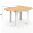 ID MARKET - Table à manger extensible ronde DONA 4-8 personnes blanche plateau façon hêtre 110-150 cm - vignette
