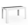 ID MARKET - Ensemble table à manger GEORGIA 140 cm blanche et grise et 6 chaises ROMANE grises liseré blanc - vignette