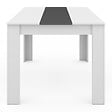 ID MARKET - Ensemble table à manger GEORGIA 140 cm blanche et grise et 6 chaises ROMANE grises liseré blanc - vignette
