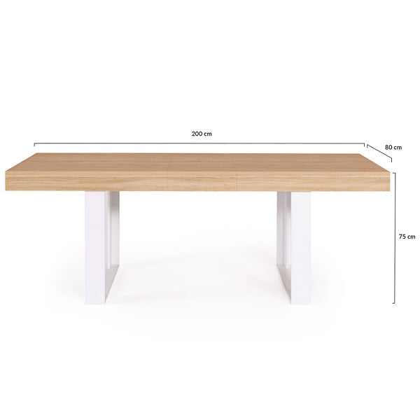 ID MARKET - Table à manger extensible rectangle PHOENIX 4-8 personnes bois et blanc 160-200 cm - large
