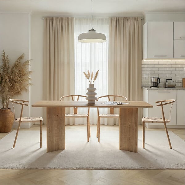 HABITAT ET JARDIN - Table à manger en bois "Linza" 180 x 90 x 75 cm - Chêne à miel - large