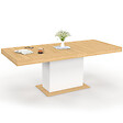 ID MARKET - Table à manger extensible rectangle EDEN 6-10 personnes bois et blanc 160-200 cm - vignette