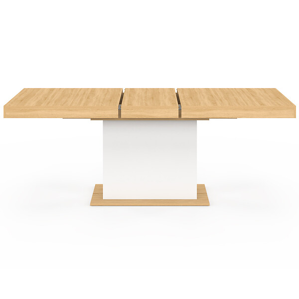 ID MARKET - Table à manger extensible rectangle EDEN 6-10 personnes bois et blanc 160-200 cm - large