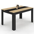 ID MARKET - Table à manger rectangle GEORGIA 6 personnes noire et imitation hêtre 140 x 80 cm - vignette