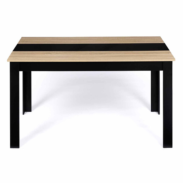 ID MARKET - Table à manger rectangle GEORGIA 6 personnes noire et imitation hêtre 140 x 80 cm - large