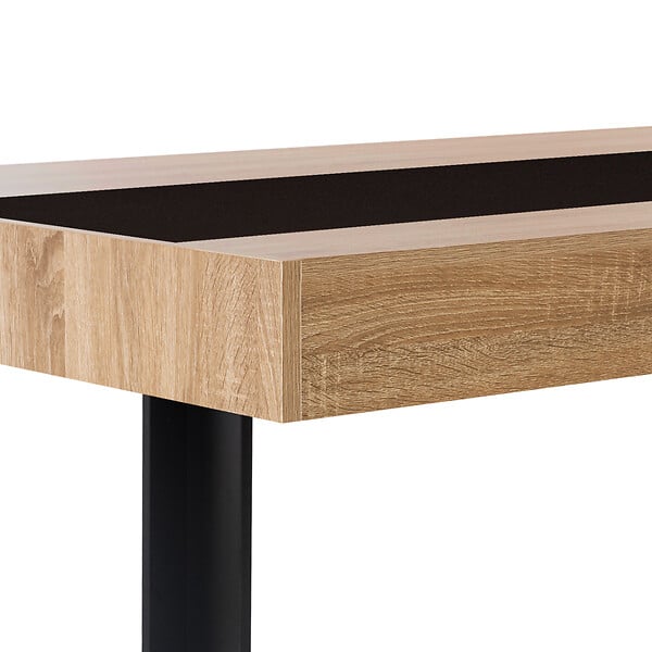ID MARKET - Table à manger rectangle PHOENIX 8 personnes bois et noir bande centrale noire 200 cm - large