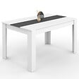 ID MARKET - Table à manger rectangle GEORGIA 6 personnes blanche et grise 140 x 80 cm - vignette