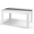 ID MARKET - Table à manger rectangle GEORGIA 6 personnes blanche et grise 140 x 80 cm - vignette