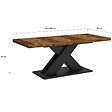 ID MARKET - Table à manger extensible rectangle ALICIA 6-10 personnes plateau bois foncé HAWKINS et pied X noir 160-200 cm - vignette