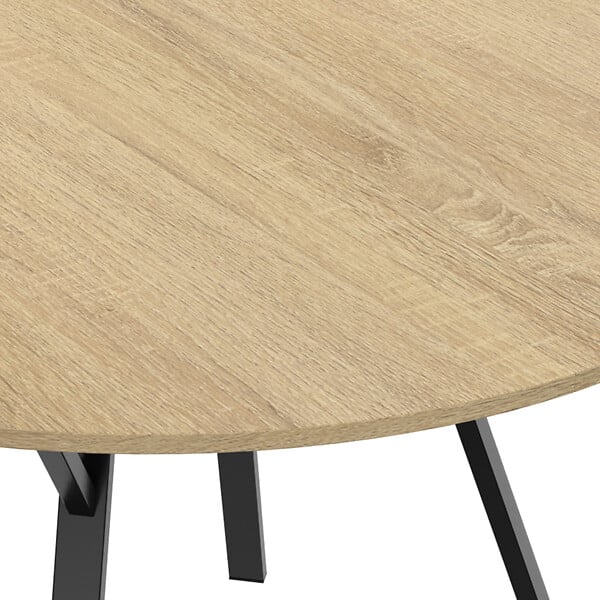 ID MARKET - Table à manger fixe ronde YSEULT 4-6 personnes bois et noir design industriel 110 cm - large