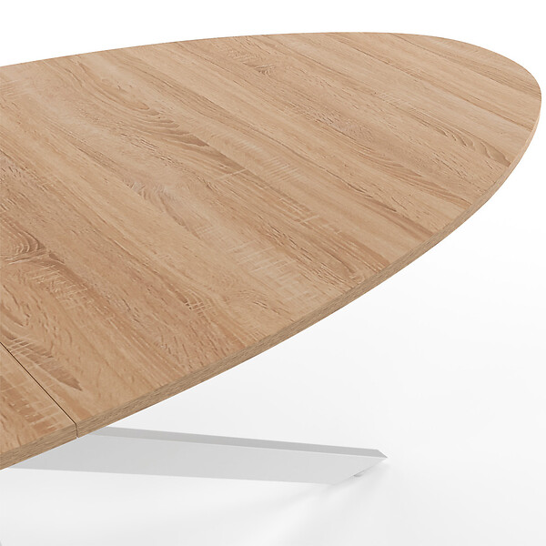 ID MARKET - Table à manger ovale ALIX 10 personnes pied araignée bois et blanc 200 cm - large