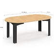 ID MARKET - Table à manger extensible ronde DONA 4-10 personnes noire plateau façon hêtre 110-200 cm - vignette