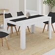 ID MARKET - Table à manger rectangle GEORGIA 6 personnes blanche et noire 140 x 80 cm - vignette