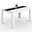 ID MARKET - Table à manger rectangle GEORGIA 6 personnes blanche et noire 140 x 80 cm - vignette