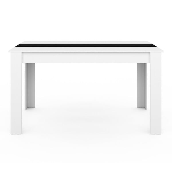 ID MARKET - Table à manger rectangle GEORGIA 6 personnes blanche et noire 140 x 80 cm - large