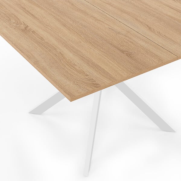 ID MARKET - Table à manger carrée ALIX 8 personnes pied araignée bois et blanc 110 cm - large