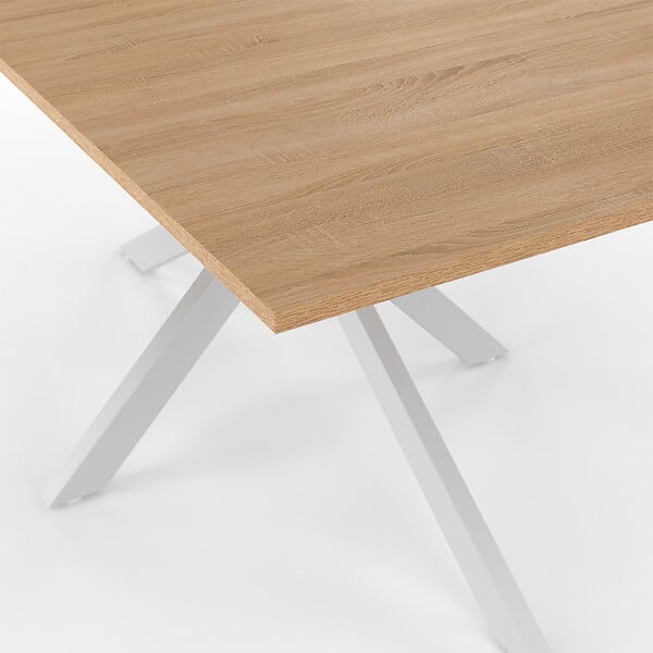 ID MARKET - Table à manger rectangle ALIX 8 personnes pied araignée bois et blanc 160 cm - large