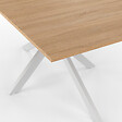 ID MARKET - Table à manger rectangle ALIX 8 personnes pied araignée bois et blanc 160 cm - vignette