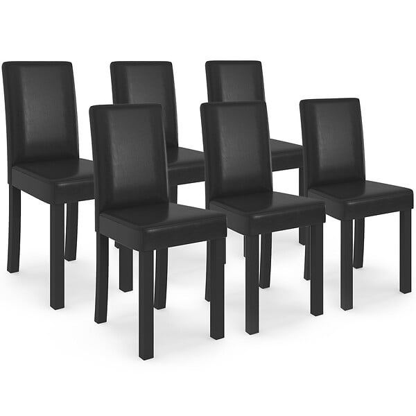 ID MARKET - Lot de 6 chaises HANNAH noires pour salle à manger - large