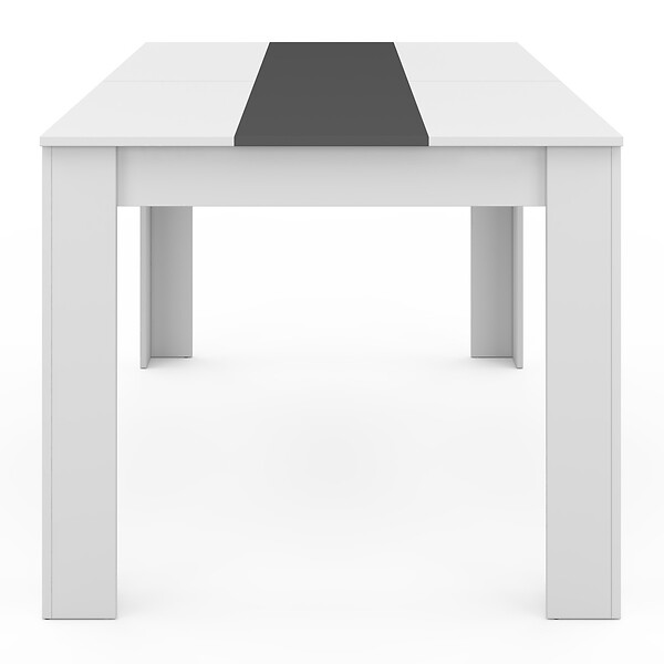 ID MARKET - Ensemble table à manger GEORGIA 140 cm blanche et grise et 6 chaises ROMANE grises - large