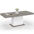 ID MARKET - Table à manger extensible rectangle EDEN 6-10 personnes béton et blanc 160-200 cm - vignette