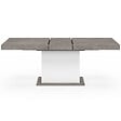 ID MARKET - Table à manger extensible rectangle EDEN 6-10 personnes béton et blanc 160-200 cm - vignette