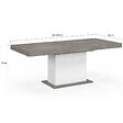 ID MARKET - Table à manger extensible rectangle EDEN 6-10 personnes béton et blanc 160-200 cm - vignette