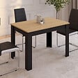 ID MARKET - Table à manger rectangle ROZY 4 personnes noire plateau façon hêtre 110 cm - vignette