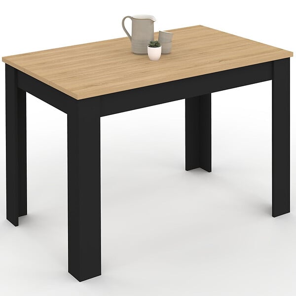 ID MARKET - Table à manger rectangle ROZY 4 personnes noire plateau façon hêtre 110 cm - large
