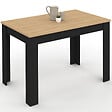 ID MARKET - Table à manger rectangle ROZY 4 personnes noire plateau façon hêtre 110 cm - vignette