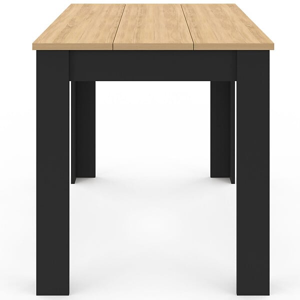 ID MARKET - Table à manger rectangle ROZY 4 personnes noire plateau façon hêtre 110 cm - large
