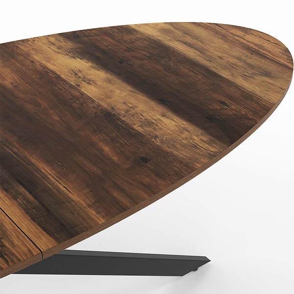 ID MARKET - Table à manger ovale ALIX 10 personnes pied araignée noir et plateau bois foncé HAWKINS 200 cm - large