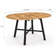 ID MARKET - Table à manger extensible ronde MADELEINE 4-6 personnes bois et métal noir 110 - 150 cm - vignette