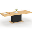 ID MARKET - Table à manger extensible rectangle EDEN 8-12 personnes bois et noir 200-250 cm - vignette