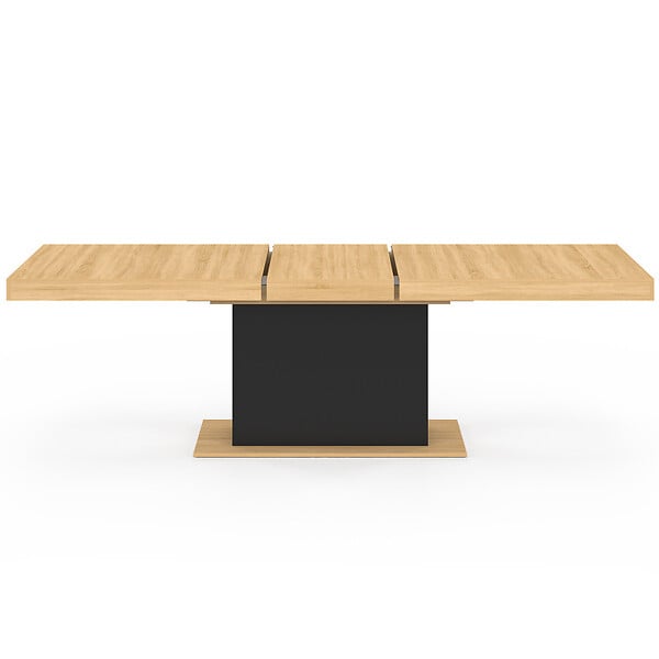 ID MARKET - Table à manger extensible rectangle EDEN 8-12 personnes bois et noir 200-250 cm - large
